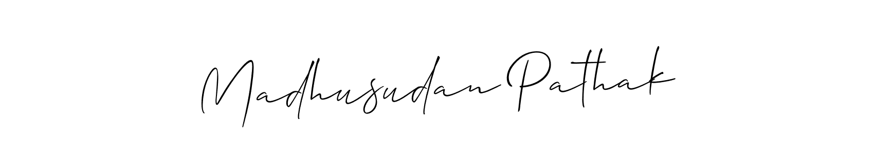 Create a beautiful signature design for name Madhusudan Pathak. With this signature (Allison_Script) fonts, you can make a handwritten signature for free. Madhusudan Pathak signature style 2 images and pictures png