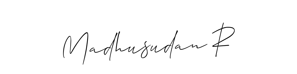 It looks lik you need a new signature style for name Madhusudan R. Design unique handwritten (Allison_Script) signature with our free signature maker in just a few clicks. Madhusudan R signature style 2 images and pictures png