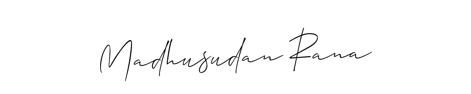 Use a signature maker to create a handwritten signature online. With this signature software, you can design (Allison_Script) your own signature for name Madhusudan Rana. Madhusudan Rana signature style 2 images and pictures png