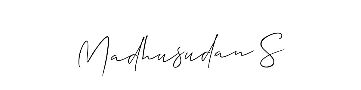 Use a signature maker to create a handwritten signature online. With this signature software, you can design (Allison_Script) your own signature for name Madhusudan S. Madhusudan S signature style 2 images and pictures png