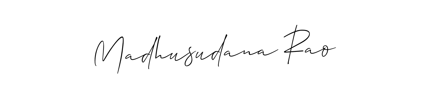 Create a beautiful signature design for name Madhusudana Rao. With this signature (Allison_Script) fonts, you can make a handwritten signature for free. Madhusudana Rao signature style 2 images and pictures png