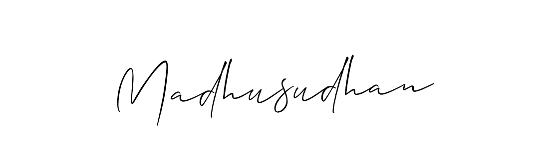 Make a beautiful signature design for name Madhusudhan. With this signature (Allison_Script) style, you can create a handwritten signature for free. Madhusudhan signature style 2 images and pictures png