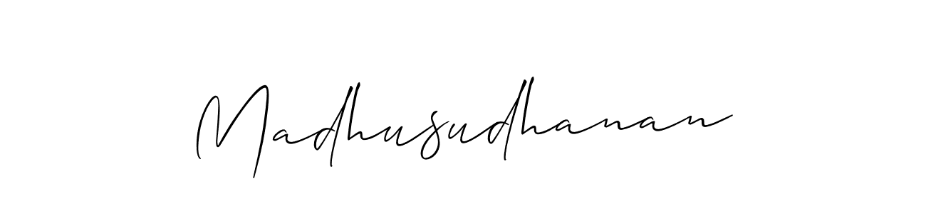 Allison_Script is a professional signature style that is perfect for those who want to add a touch of class to their signature. It is also a great choice for those who want to make their signature more unique. Get Madhusudhanan name to fancy signature for free. Madhusudhanan signature style 2 images and pictures png
