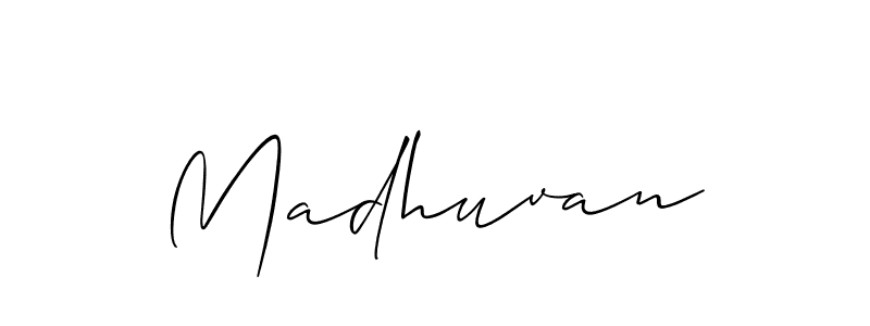 Make a beautiful signature design for name Madhuvan. With this signature (Allison_Script) style, you can create a handwritten signature for free. Madhuvan signature style 2 images and pictures png