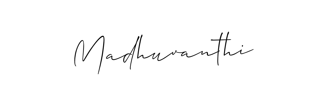 Allison_Script is a professional signature style that is perfect for those who want to add a touch of class to their signature. It is also a great choice for those who want to make their signature more unique. Get Madhuvanthi name to fancy signature for free. Madhuvanthi signature style 2 images and pictures png