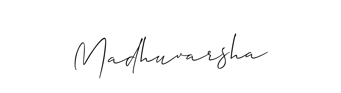How to make Madhuvarsha signature? Allison_Script is a professional autograph style. Create handwritten signature for Madhuvarsha name. Madhuvarsha signature style 2 images and pictures png