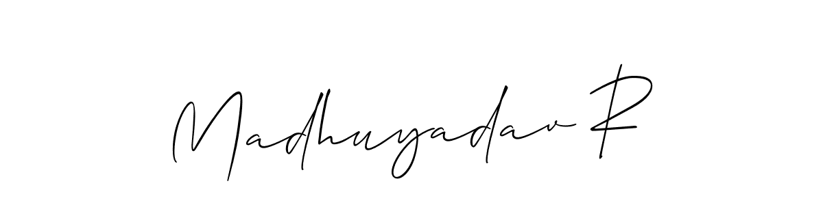 Create a beautiful signature design for name Madhuyadav R. With this signature (Allison_Script) fonts, you can make a handwritten signature for free. Madhuyadav R signature style 2 images and pictures png