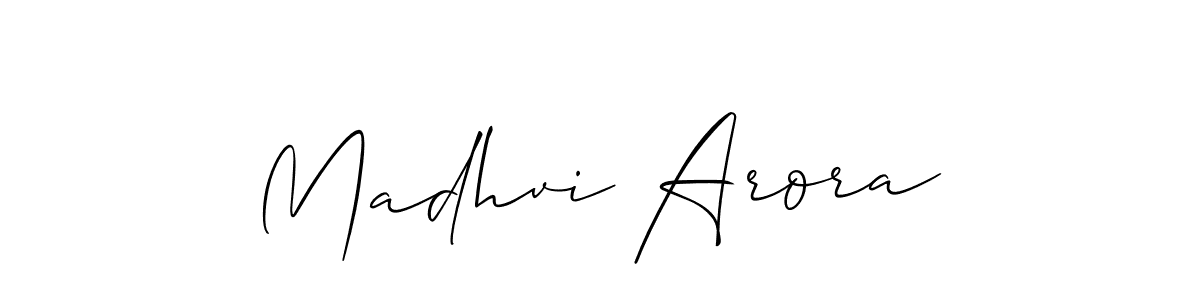 Design your own signature with our free online signature maker. With this signature software, you can create a handwritten (Allison_Script) signature for name Madhvi Arora. Madhvi Arora signature style 2 images and pictures png