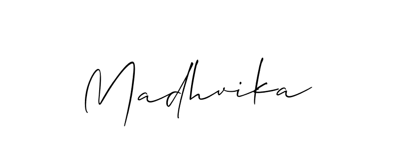 Madhvika stylish signature style. Best Handwritten Sign (Allison_Script) for my name. Handwritten Signature Collection Ideas for my name Madhvika. Madhvika signature style 2 images and pictures png