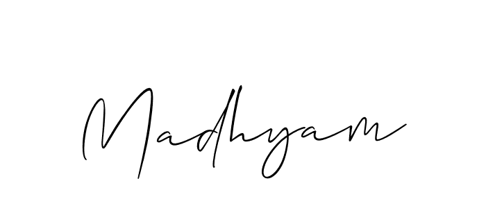 It looks lik you need a new signature style for name Madhyam. Design unique handwritten (Allison_Script) signature with our free signature maker in just a few clicks. Madhyam signature style 2 images and pictures png