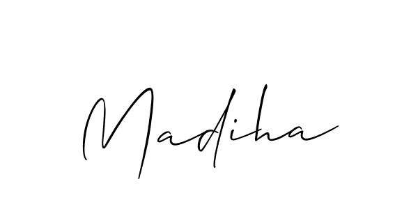 Design your own signature with our free online signature maker. With this signature software, you can create a handwritten (Allison_Script) signature for name Madiha. Madiha signature style 2 images and pictures png
