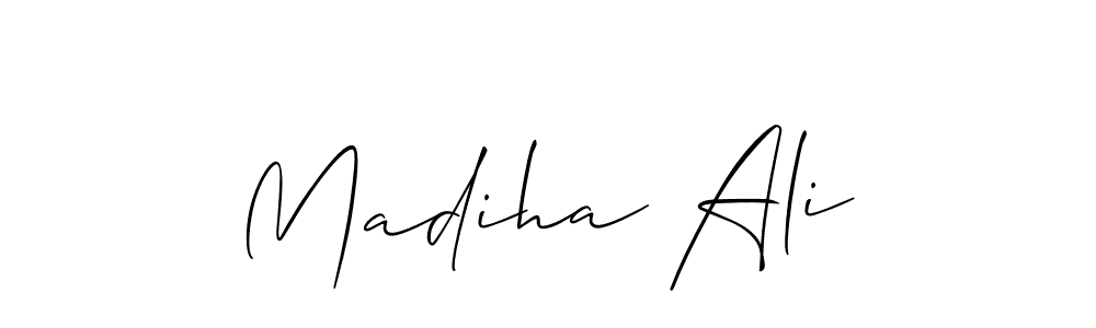 Make a beautiful signature design for name Madiha Ali. With this signature (Allison_Script) style, you can create a handwritten signature for free. Madiha Ali signature style 2 images and pictures png