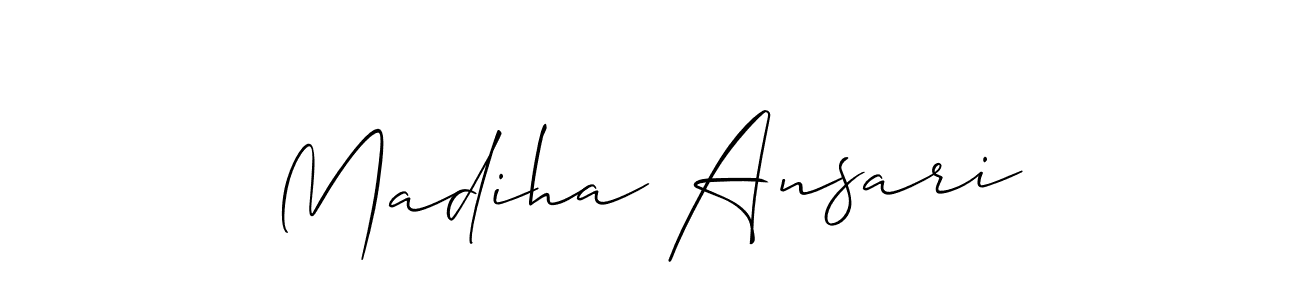 How to make Madiha Ansari name signature. Use Allison_Script style for creating short signs online. This is the latest handwritten sign. Madiha Ansari signature style 2 images and pictures png