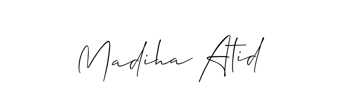 Design your own signature with our free online signature maker. With this signature software, you can create a handwritten (Allison_Script) signature for name Madiha Atid. Madiha Atid signature style 2 images and pictures png