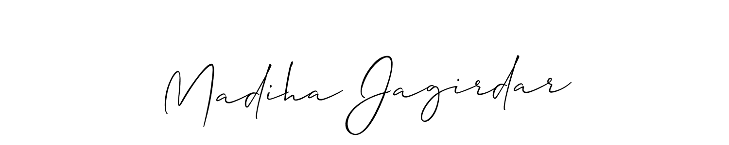 How to make Madiha Jagirdar signature? Allison_Script is a professional autograph style. Create handwritten signature for Madiha Jagirdar name. Madiha Jagirdar signature style 2 images and pictures png