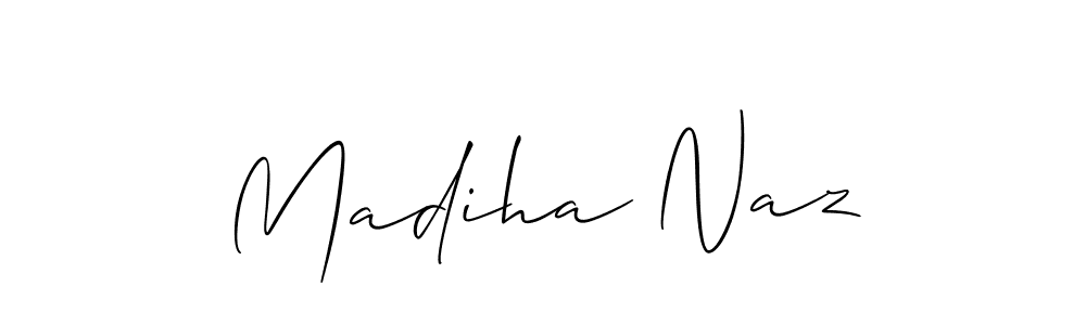 Use a signature maker to create a handwritten signature online. With this signature software, you can design (Allison_Script) your own signature for name Madiha Naz. Madiha Naz signature style 2 images and pictures png