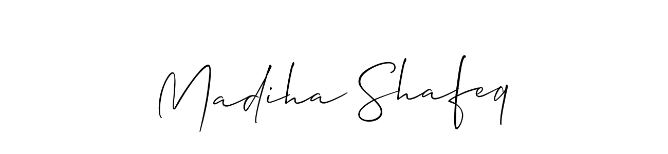 if you are searching for the best signature style for your name Madiha Shafeq. so please give up your signature search. here we have designed multiple signature styles  using Allison_Script. Madiha Shafeq signature style 2 images and pictures png