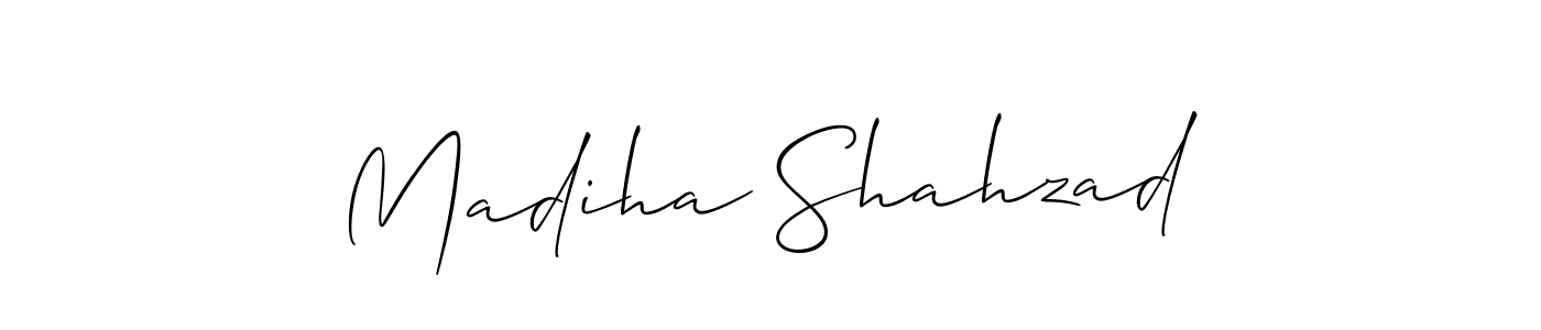 How to make Madiha Shahzad signature? Allison_Script is a professional autograph style. Create handwritten signature for Madiha Shahzad name. Madiha Shahzad signature style 2 images and pictures png