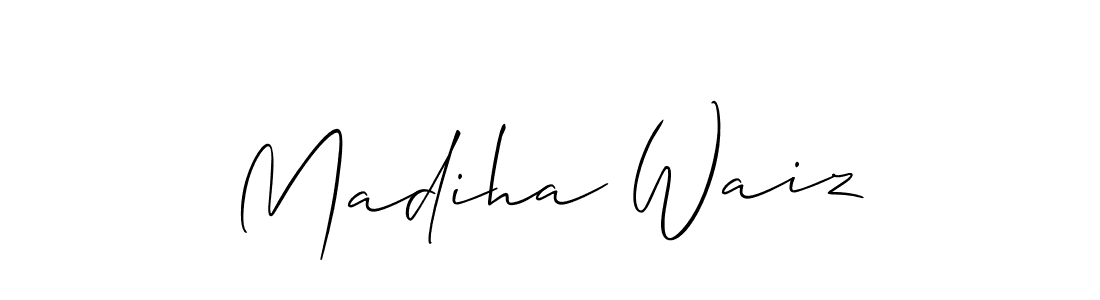 You should practise on your own different ways (Allison_Script) to write your name (Madiha Waiz) in signature. don't let someone else do it for you. Madiha Waiz signature style 2 images and pictures png