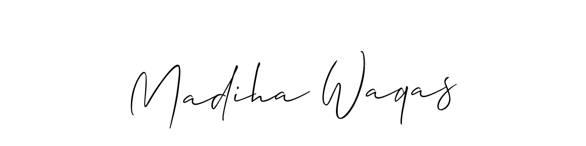 Also we have Madiha Waqas name is the best signature style. Create professional handwritten signature collection using Allison_Script autograph style. Madiha Waqas signature style 2 images and pictures png