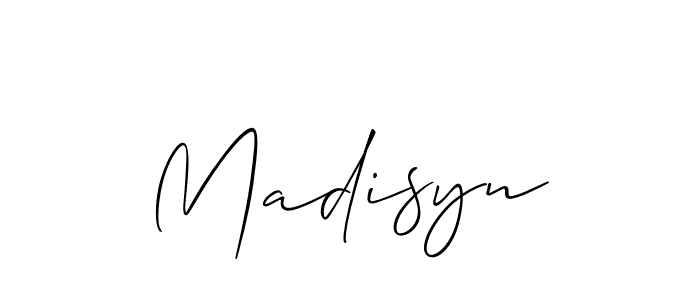 The best way (Allison_Script) to make a short signature is to pick only two or three words in your name. The name Madisyn include a total of six letters. For converting this name. Madisyn signature style 2 images and pictures png