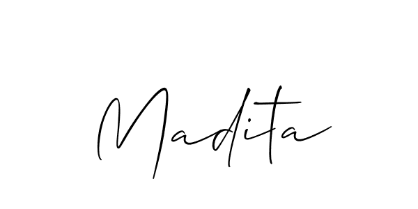 The best way (Allison_Script) to make a short signature is to pick only two or three words in your name. The name Madita include a total of six letters. For converting this name. Madita signature style 2 images and pictures png