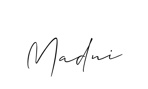 Use a signature maker to create a handwritten signature online. With this signature software, you can design (Allison_Script) your own signature for name Madni. Madni signature style 2 images and pictures png
