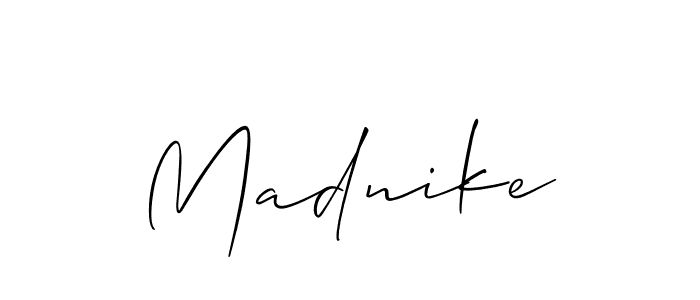 How to make Madnike name signature. Use Allison_Script style for creating short signs online. This is the latest handwritten sign. Madnike signature style 2 images and pictures png