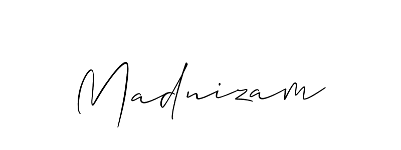 Create a beautiful signature design for name Madnizam. With this signature (Allison_Script) fonts, you can make a handwritten signature for free. Madnizam signature style 2 images and pictures png