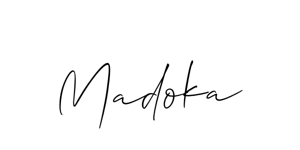 You should practise on your own different ways (Allison_Script) to write your name (Madoka) in signature. don't let someone else do it for you. Madoka signature style 2 images and pictures png