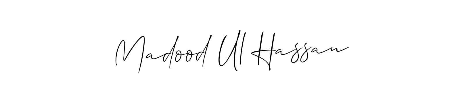 Make a short Madood Ul Hassan signature style. Manage your documents anywhere anytime using Allison_Script. Create and add eSignatures, submit forms, share and send files easily. Madood Ul Hassan signature style 2 images and pictures png