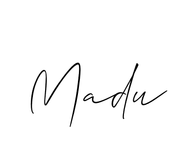 Use a signature maker to create a handwritten signature online. With this signature software, you can design (Allison_Script) your own signature for name Madu. Madu signature style 2 images and pictures png