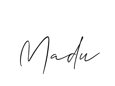 Use a signature maker to create a handwritten signature online. With this signature software, you can design (Allison_Script) your own signature for name Madu. Madu signature style 2 images and pictures png