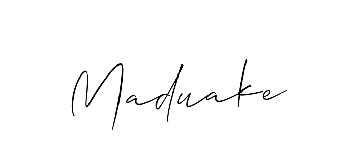 Use a signature maker to create a handwritten signature online. With this signature software, you can design (Allison_Script) your own signature for name Maduake. Maduake signature style 2 images and pictures png