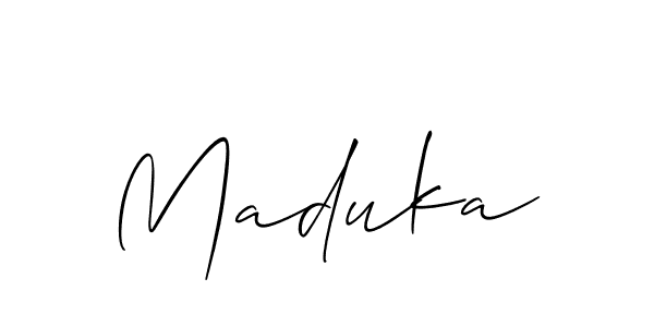 Also we have Maduka name is the best signature style. Create professional handwritten signature collection using Allison_Script autograph style. Maduka signature style 2 images and pictures png