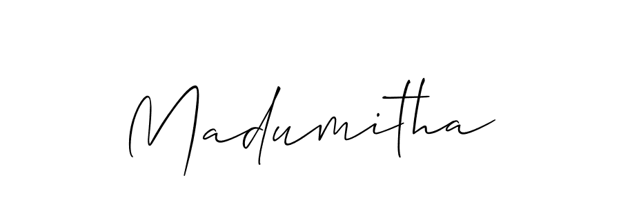 The best way (Allison_Script) to make a short signature is to pick only two or three words in your name. The name Madumitha include a total of six letters. For converting this name. Madumitha signature style 2 images and pictures png