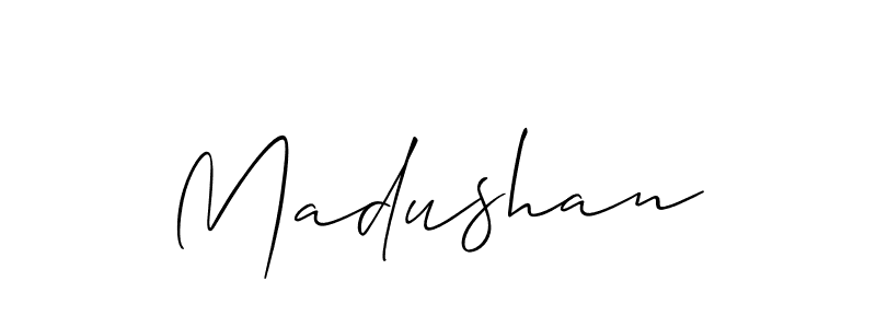 Make a beautiful signature design for name Madushan. With this signature (Allison_Script) style, you can create a handwritten signature for free. Madushan signature style 2 images and pictures png