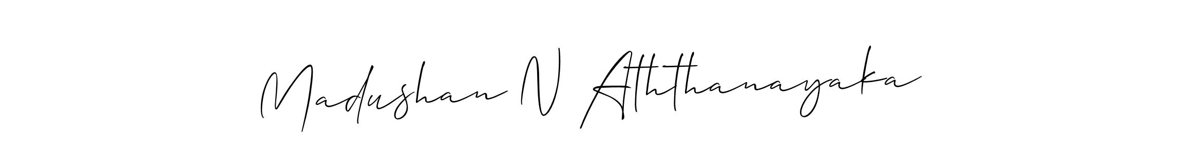 Design your own signature with our free online signature maker. With this signature software, you can create a handwritten (Allison_Script) signature for name Madushan N Aththanayaka. Madushan N Aththanayaka signature style 2 images and pictures png