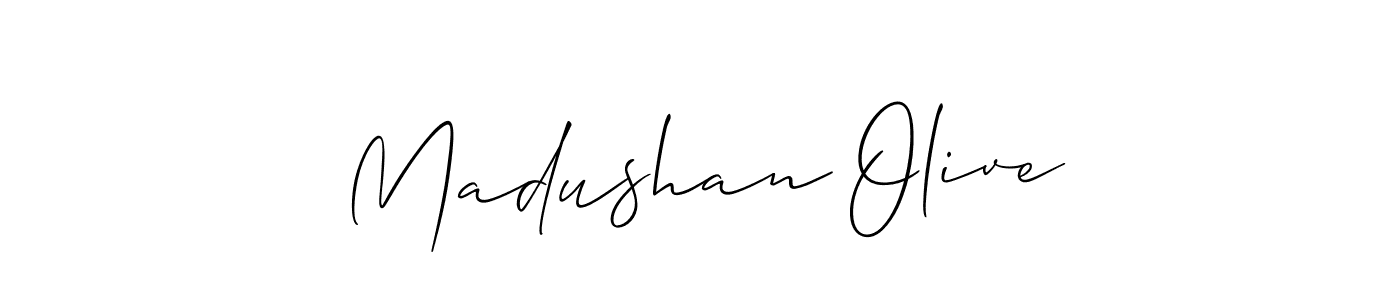 Also You can easily find your signature by using the search form. We will create Madushan Olive name handwritten signature images for you free of cost using Allison_Script sign style. Madushan Olive signature style 2 images and pictures png