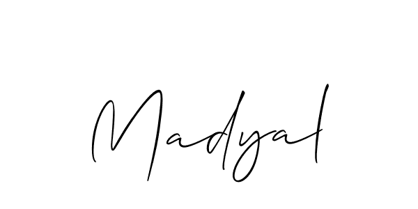 Design your own signature with our free online signature maker. With this signature software, you can create a handwritten (Allison_Script) signature for name Madyal. Madyal signature style 2 images and pictures png