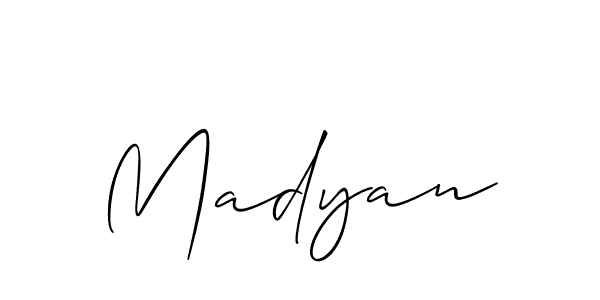 Similarly Allison_Script is the best handwritten signature design. Signature creator online .You can use it as an online autograph creator for name Madyan. Madyan signature style 2 images and pictures png