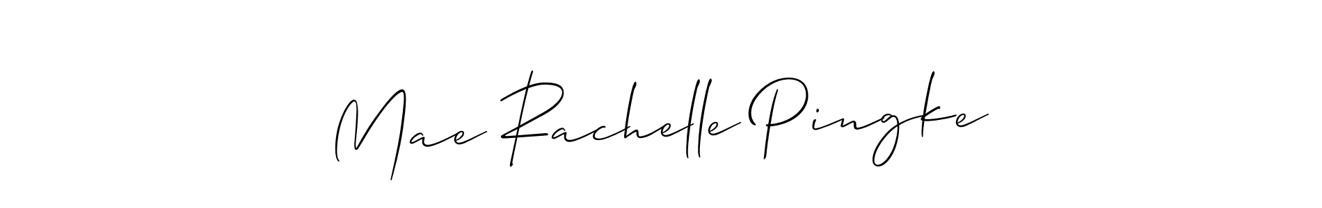 The best way (Allison_Script) to make a short signature is to pick only two or three words in your name. The name Mae Rachelle Pingke include a total of six letters. For converting this name. Mae Rachelle Pingke signature style 2 images and pictures png