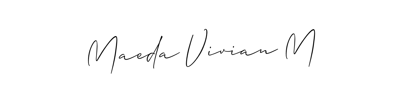 Allison_Script is a professional signature style that is perfect for those who want to add a touch of class to their signature. It is also a great choice for those who want to make their signature more unique. Get Maeda Vivian M name to fancy signature for free. Maeda Vivian M signature style 2 images and pictures png