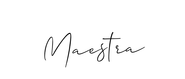 Maestra stylish signature style. Best Handwritten Sign (Allison_Script) for my name. Handwritten Signature Collection Ideas for my name Maestra. Maestra signature style 2 images and pictures png