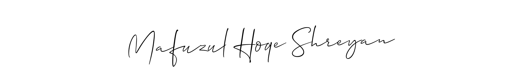 Make a beautiful signature design for name Mafuzul Hoqe Shreyan. With this signature (Allison_Script) style, you can create a handwritten signature for free. Mafuzul Hoqe Shreyan signature style 2 images and pictures png