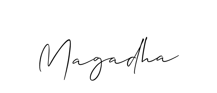 Create a beautiful signature design for name Magadha. With this signature (Allison_Script) fonts, you can make a handwritten signature for free. Magadha signature style 2 images and pictures png