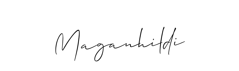 Create a beautiful signature design for name Maganhildi. With this signature (Allison_Script) fonts, you can make a handwritten signature for free. Maganhildi signature style 2 images and pictures png