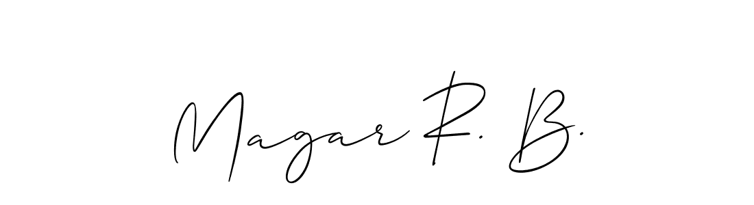 It looks lik you need a new signature style for name Magar R. B.. Design unique handwritten (Allison_Script) signature with our free signature maker in just a few clicks. Magar R. B. signature style 2 images and pictures png