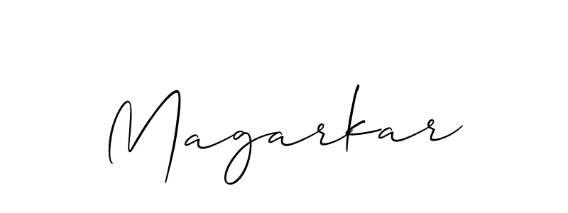 Use a signature maker to create a handwritten signature online. With this signature software, you can design (Allison_Script) your own signature for name Magarkar. Magarkar signature style 2 images and pictures png