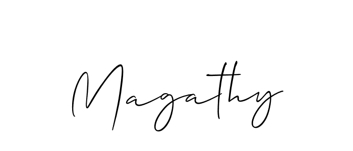 Use a signature maker to create a handwritten signature online. With this signature software, you can design (Allison_Script) your own signature for name Magathy. Magathy signature style 2 images and pictures png